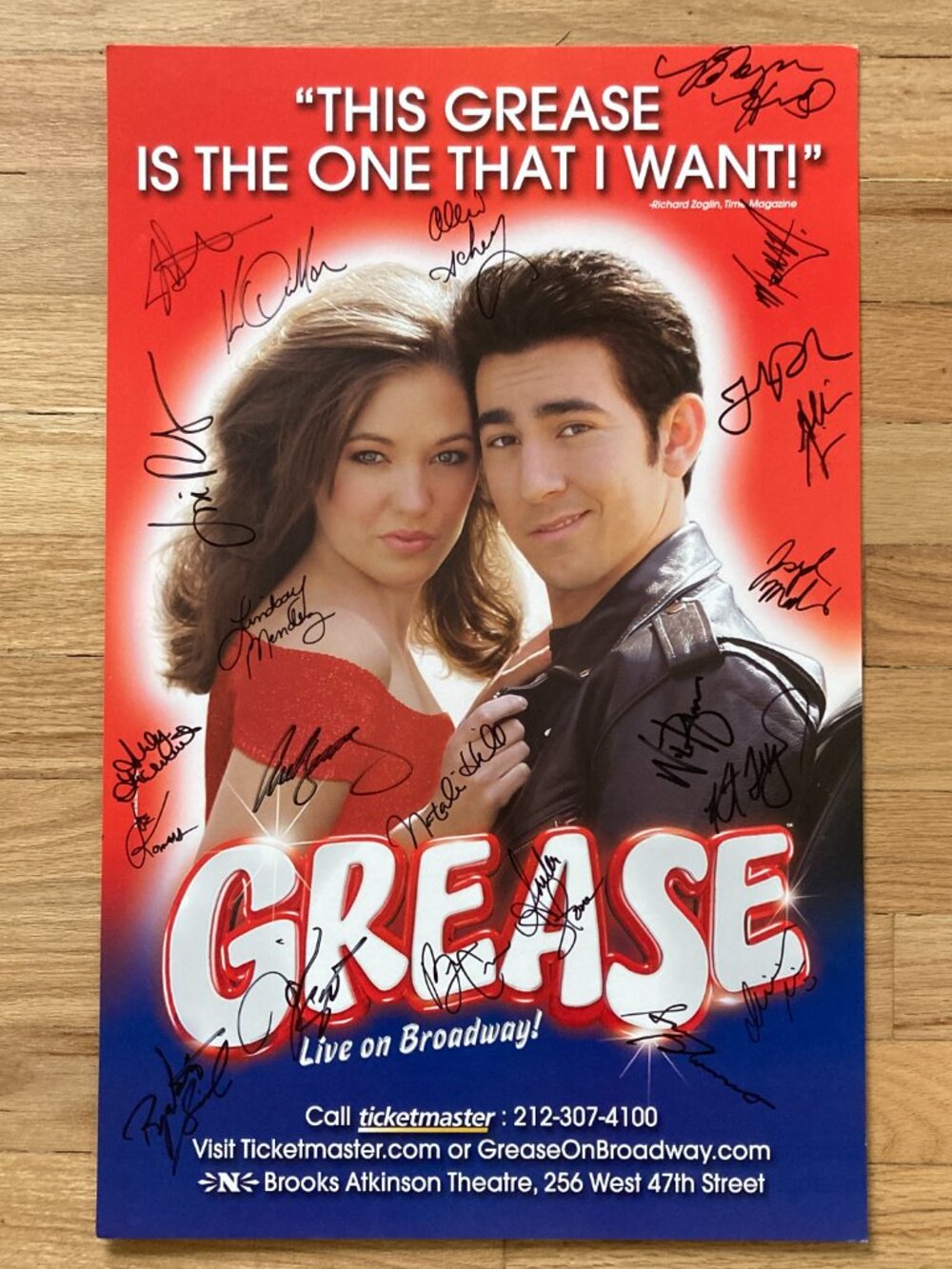 Grease Signed Window Card Poster Lindsay Mendez Robyn Hurder Ace Young & More